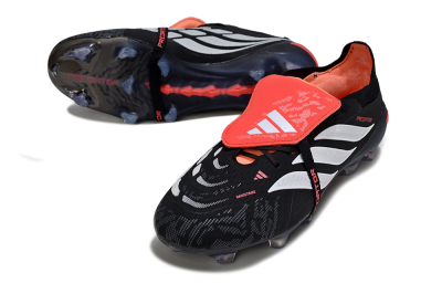 Adidas Predator 26 Elite Fold-Over Tongue FG Football Boots - Black/Vibrant Red/Metallic Silver