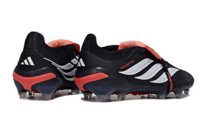 Adidas Predator 26 Elite Fold-Over Tongue FG Football Boots - Black/Vibrant Red/Metallic Silver