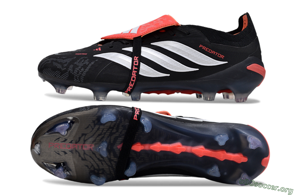 Adidas Predator 26 Elite Fold-Over Tongue FG Football Boots - Black/Vibrant Red/Metallic Silver 1
