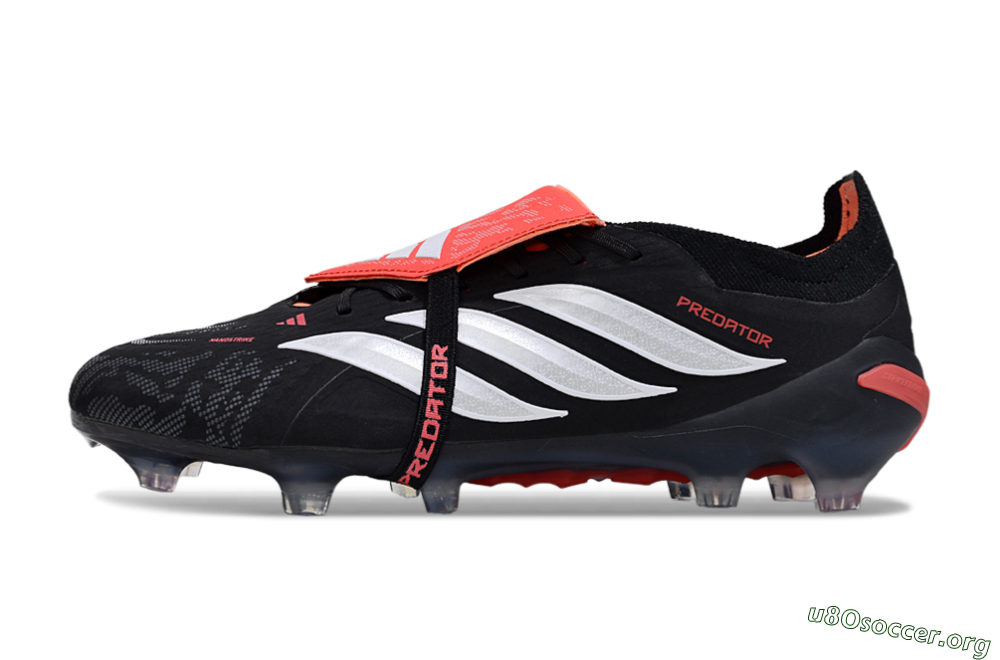 Adidas Predator 26 Elite Fold-Over Tongue FG Football Boots - Black/Vibrant Red/Metallic Silver 3