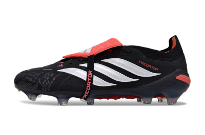 Adidas Predator 26 Elite Fold-Over Tongue FG Football Boots - Black/Vibrant Red/Metallic Silver