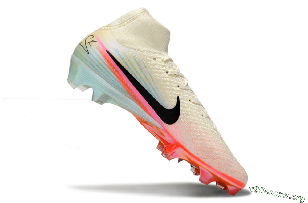Nike Air Zoom Mercurial Superfly 10 Elite FG Football Boots - White/Coral Orange/Light Blue 4