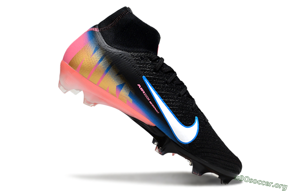 Nike Air Zoom Mercurial Superfly 10 Elite FG Football Boots - Black/Sky Blue/Flame Pink 4
