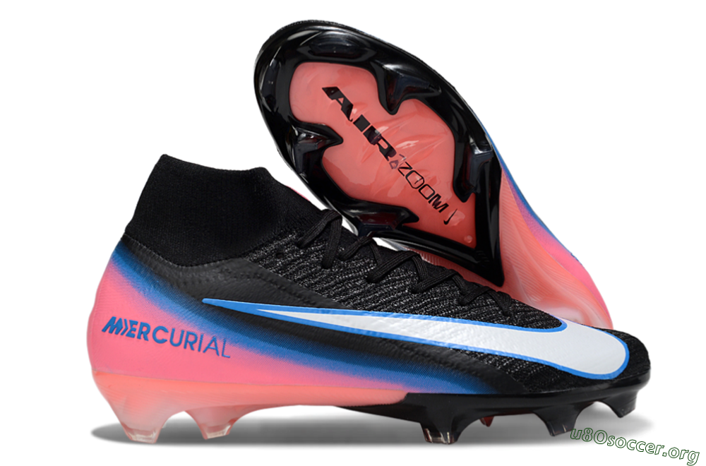 Nike Air Zoom Mercurial Superfly 10 Elite FG Football Boots - Black/Sky Blue/Flame Pink 2