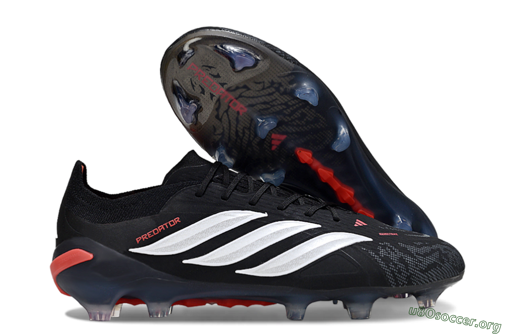 Adidas Predator 26 Elite FG Football Boots - Black/Red/White 2