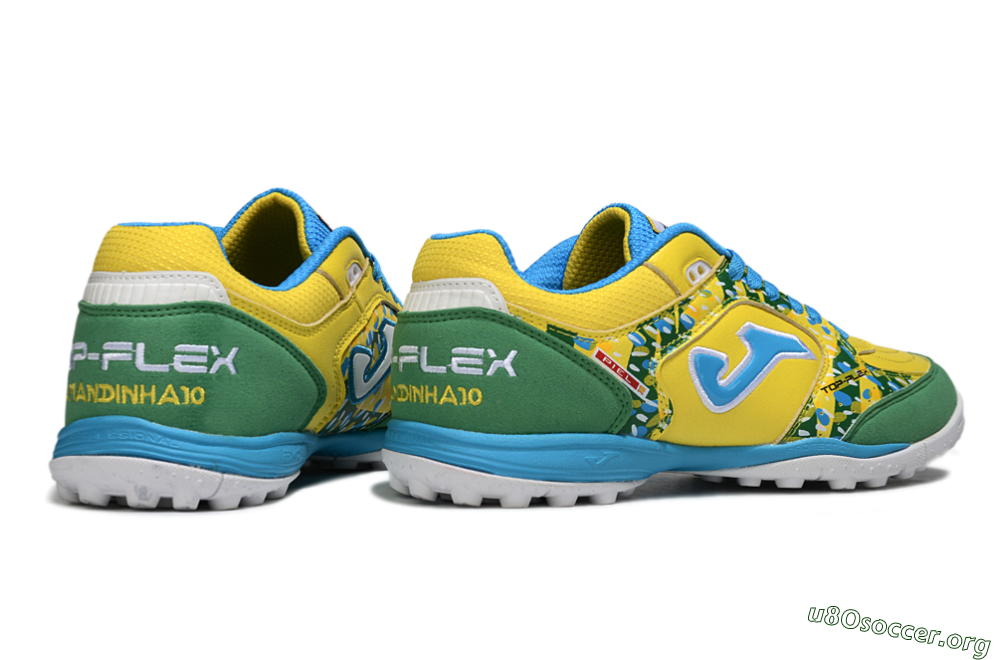 Joma Top Flex TF Football Shoes - Yellow/Aquatic Blue/Grass Green 6