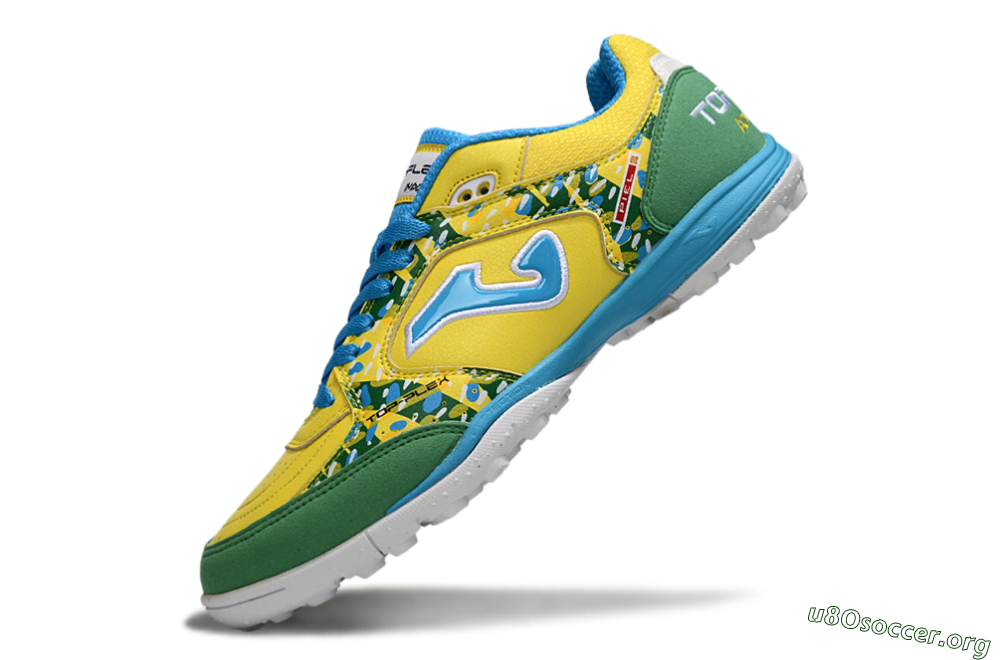 Joma Top Flex TF Football Shoes - Yellow/Aquatic Blue/Grass Green 5