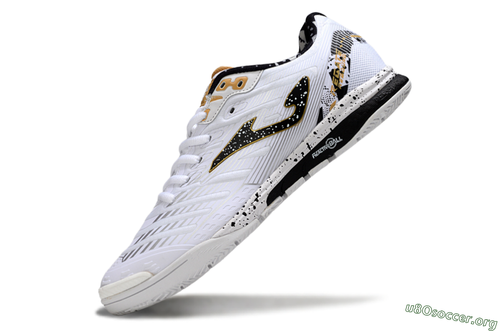 Joma Top Flex IC Football Shoes - White/Black/Gold 5