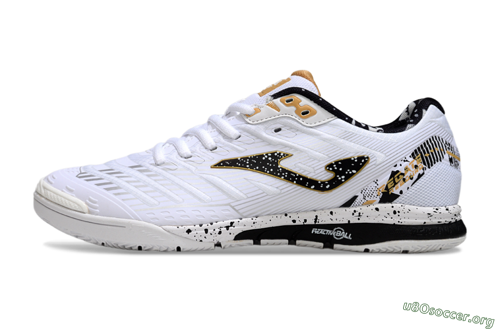 Joma Top Flex IC Football Shoes - White/Black/Gold 3