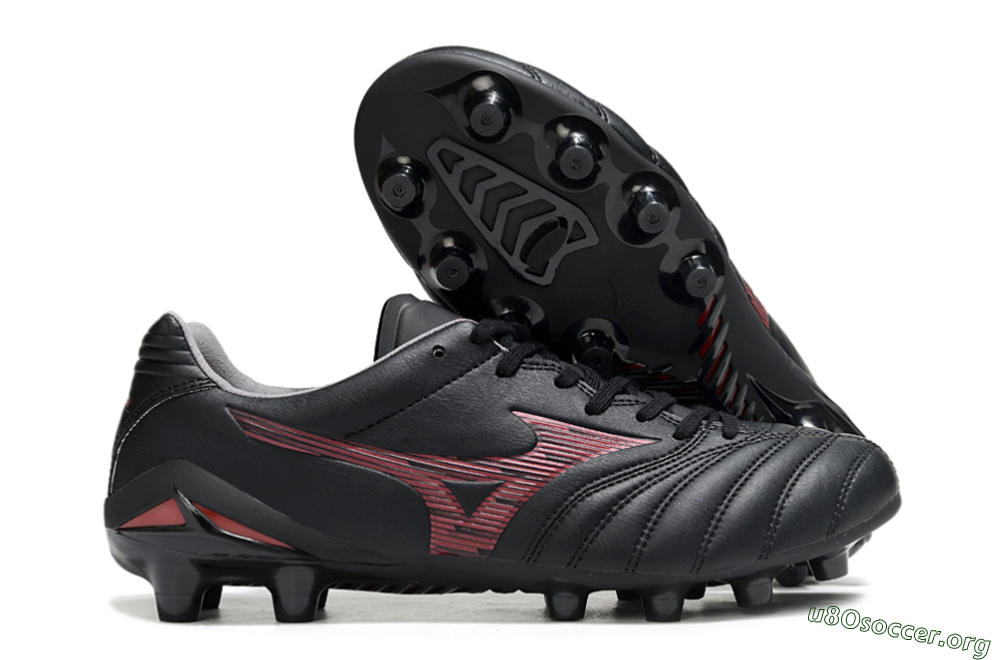 Mizuno Morelia Neo 4 FG Football Boots - Black/Crimson Red/Charcoal Gray 2