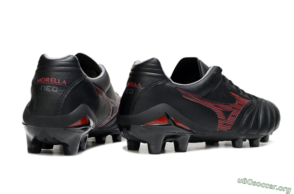 Mizuno Morelia Neo 4 FG Football Boots - Black/Crimson Red/Charcoal Gray 6