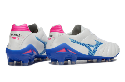 Mizuno Morelia Neo 4 FG Football Boots - White/Electric Blue/Hot Pink