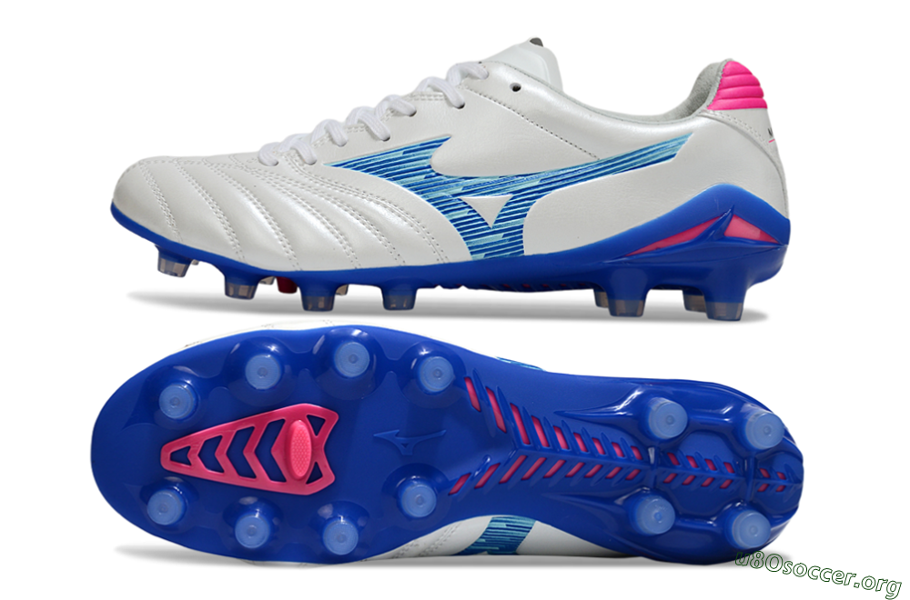 Mizuno Morelia Neo 4 FG Football Boots - White/Electric Blue/Hot Pink 1