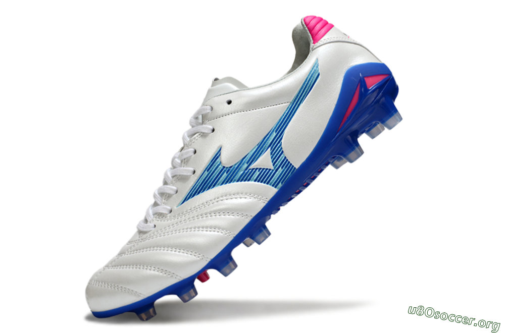 Mizuno Morelia Neo 4 FG Football Boots - White/Electric Blue/Hot Pink 5