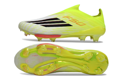 Adidas F50+ Elite Lightstrike Pro Laceless FG Football Boots - Yellow/Lime Green/White