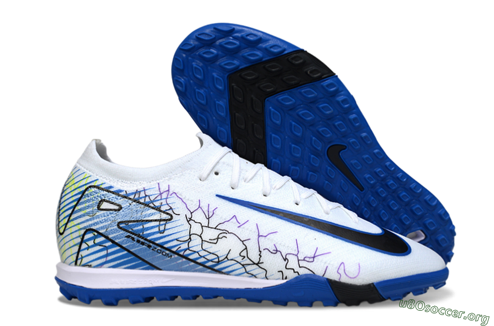 Nike Air Zoom Mercurial Vapor 16 Elite TF Football Shoes - White/Electric Blue/Black 2