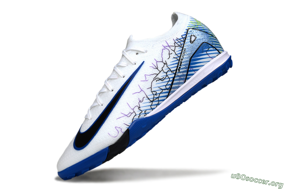 Nike Air Zoom Mercurial Vapor 16 Elite TF Football Shoes - White/Electric Blue/Black 5