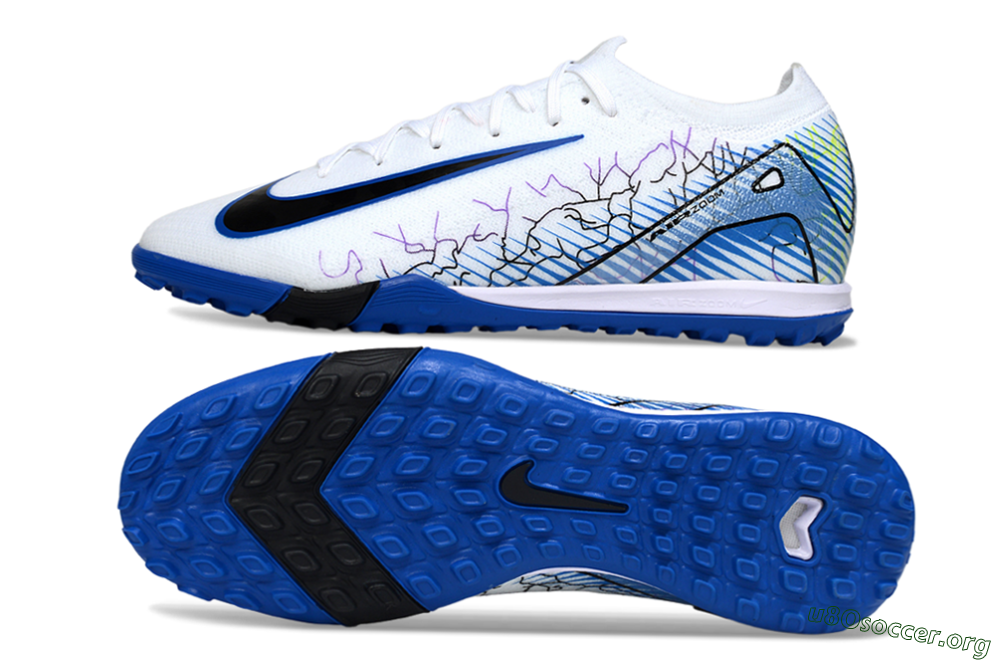 Nike Air Zoom Mercurial Vapor 16 Elite TF Football Shoes - White/Electric Blue/Black 1