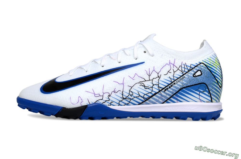 Nike Air Zoom Mercurial Vapor 16 Elite TF Football Shoes - White/Electric Blue/Black 3