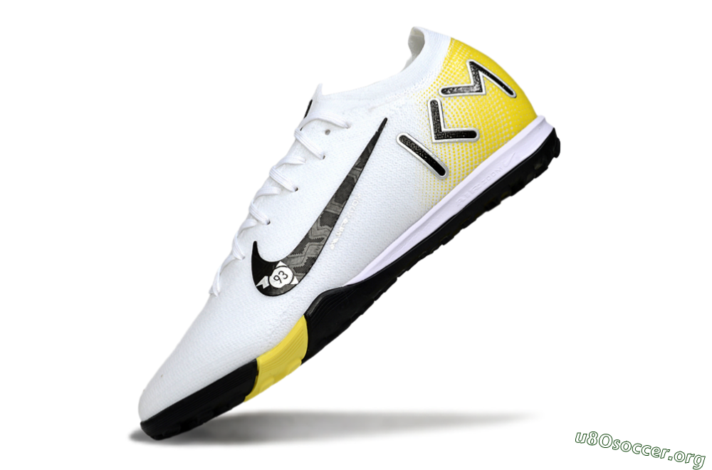 KM x Nike Air Zoom Mercurial Vapor 16 Elite TF Football Shoes - White/Lemon Yellow/Black 5