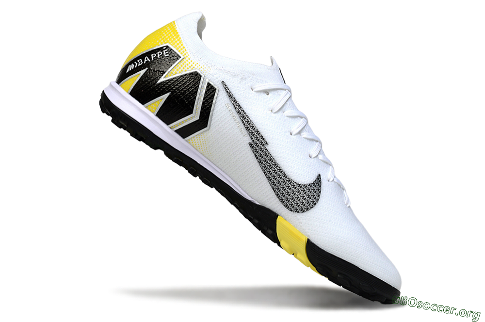 KM x Nike Air Zoom Mercurial Vapor 16 Elite TF Football Shoes - White/Lemon Yellow/Black 4