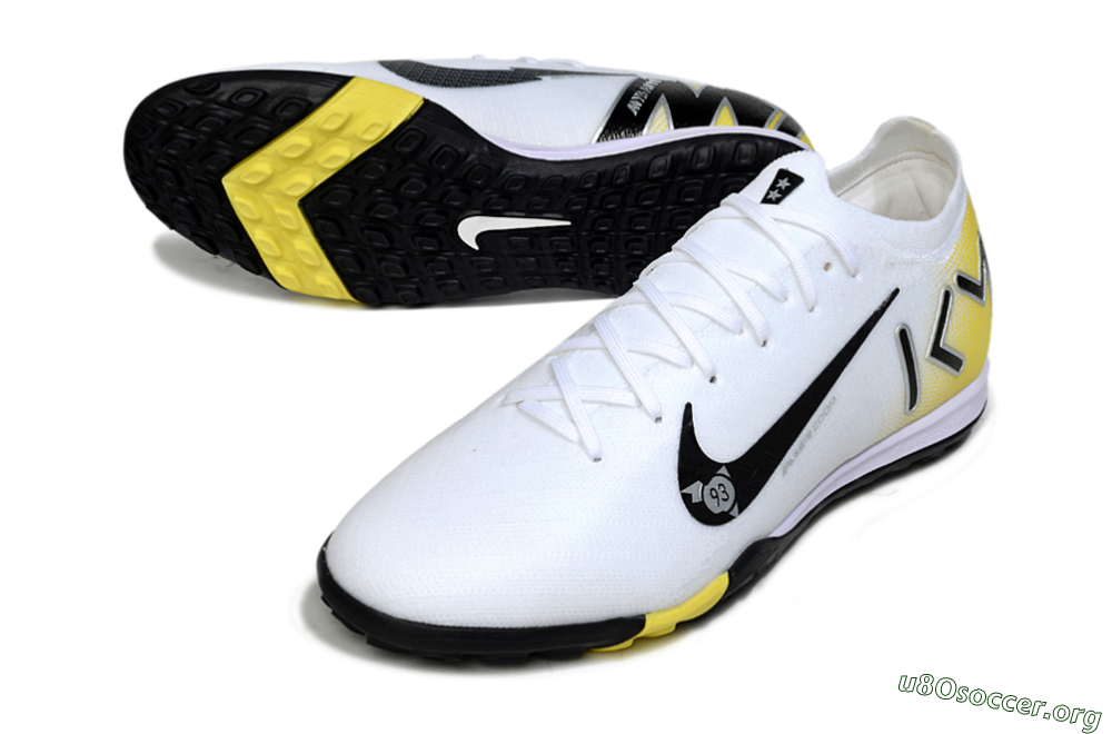 KM x Nike Air Zoom Mercurial Vapor 16 Elite TF Football Shoes - White/Lemon Yellow/Black 0