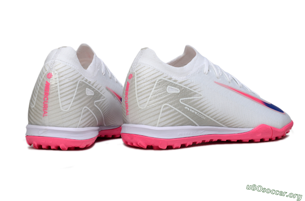 Nike Air Zoom Mercurial Vapor 16 Elite TF Football Shoes - White/Neon Pink/Electric Blue 6