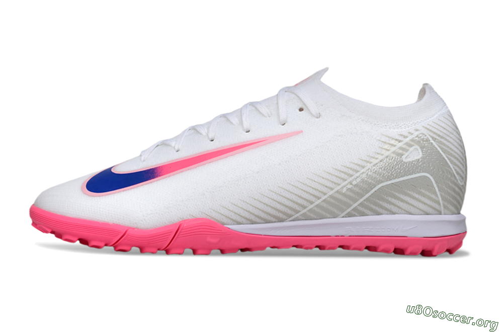 Nike Air Zoom Mercurial Vapor 16 Elite TF Football Shoes - White/Neon Pink/Electric Blue 3