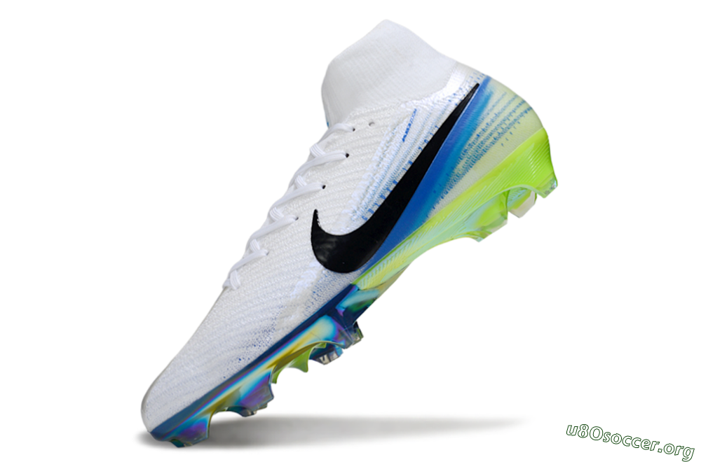 Nike Air Zoom Mercurial Superfly 10 Elite FG Football Boots - White/Electric Blue/Neon Green 5