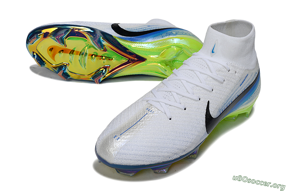 Nike Air Zoom Mercurial Superfly 10 Elite FG Football Boots - White/Electric Blue/Neon Green 0