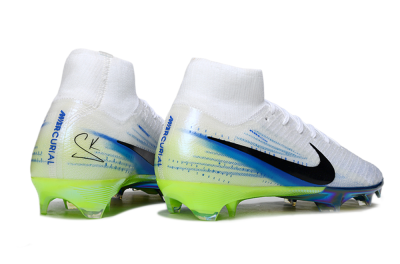 Nike Air Zoom Mercurial Superfly 10 Elite FG Football Boots - White/Electric Blue/Neon Green