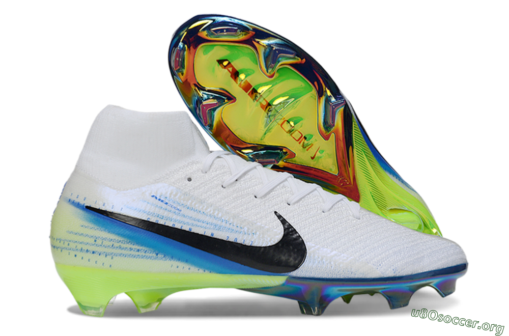 Nike Air Zoom Mercurial Superfly 10 Elite FG Football Boots - White/Electric Blue/Neon Green 2