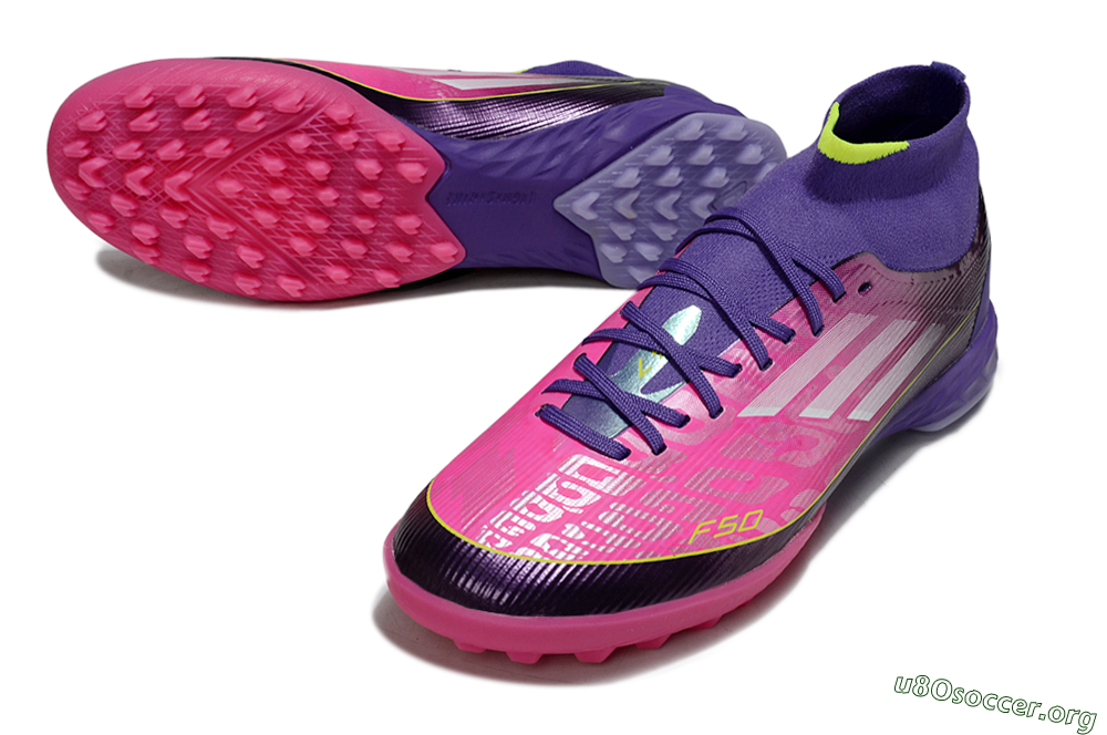 Adidas F50 Pro Mid TF Football Shoes - Pink/Electric Pink/Deep Purple 0
