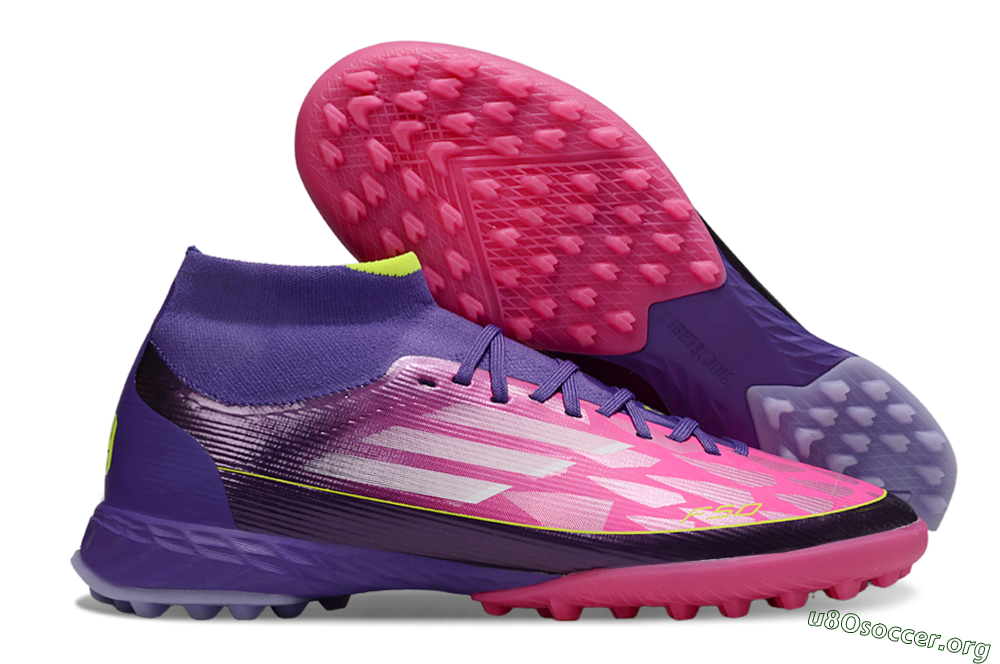 Adidas F50 Pro Mid TF Football Shoes - Pink/Electric Pink/Deep Purple 2