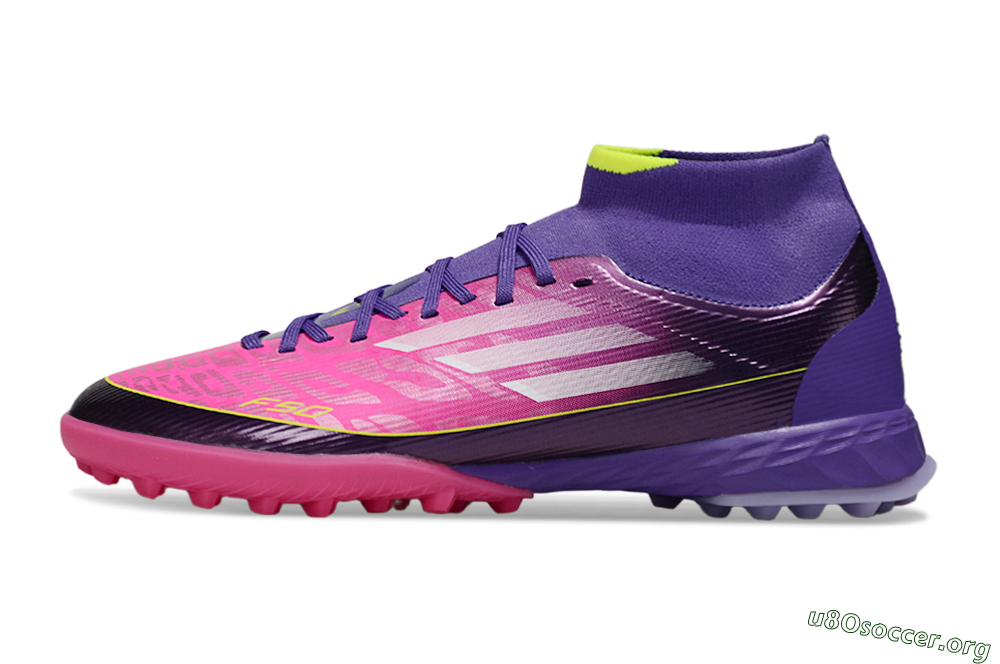 Adidas F50 Pro Mid TF Football Shoes - Pink/Electric Pink/Deep Purple 3
