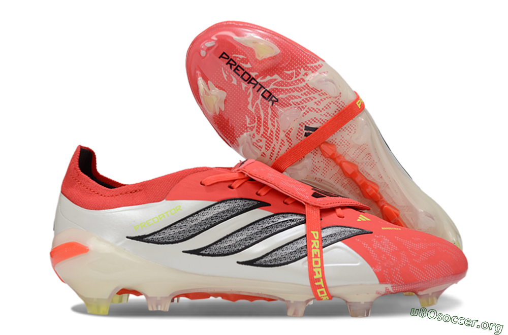 Adidas Predator 26 Elite Fold-Over Tongue FG Football Boots - Red/Bright Coral/White 2