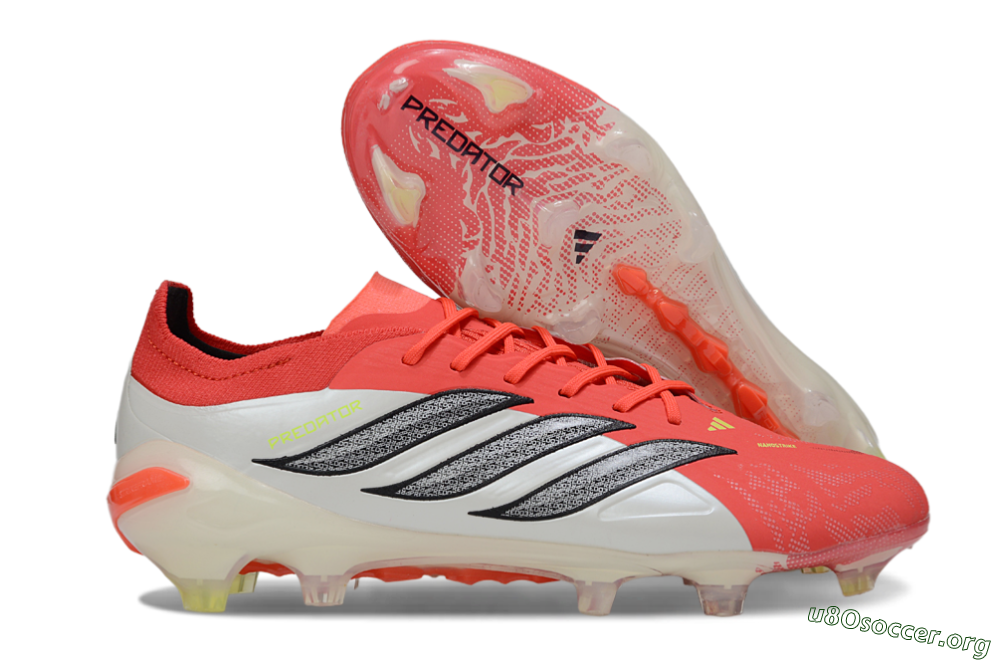 Adidas Predator 26 Elite FG Football Boots - Red/Neon Coral/Black 2
