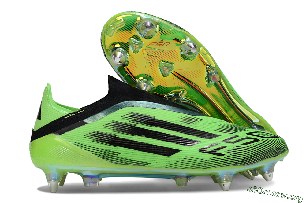 Adidas F50 Elite Laceless SG Football Boots - Green/Lime Burst/Neon Glow 2