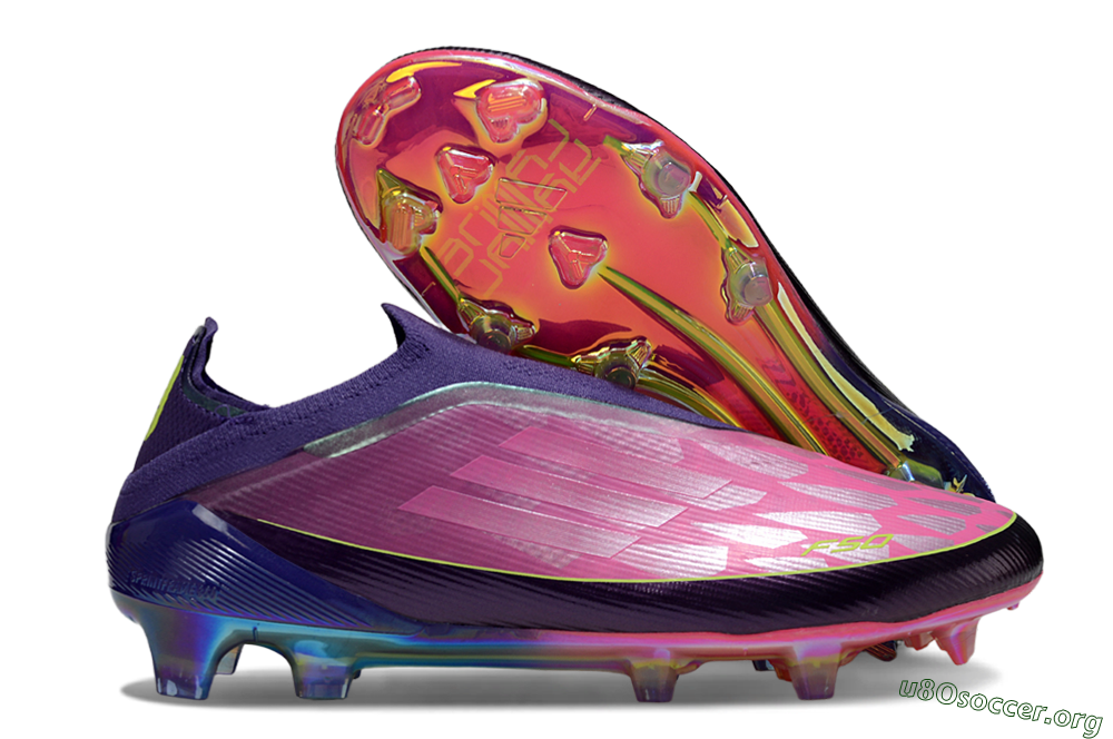 Adidas F50 Elite Laceless FG Football Boots - Purple/Electric Pink/Rainbow Gradient 2