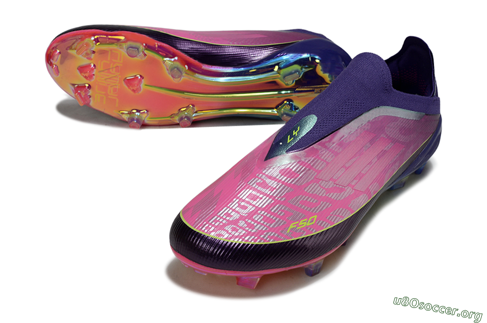 Adidas F50 Elite Laceless FG Football Boots - Purple/Electric Pink/Rainbow Gradient 0
