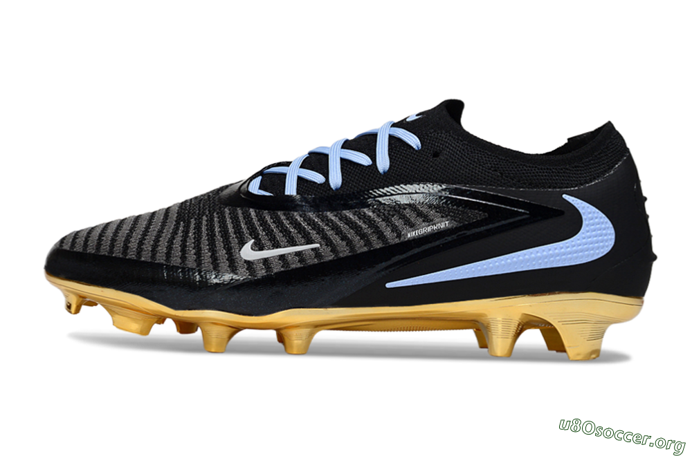Nike Phantom 6 Low Elite FG Football Boots - Black/Light Blue/Gold 3