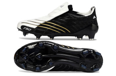 Adidas F50 Elite FG Football Boots - Black/Classic White/Gold Accent
