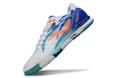 Joma Top Flex IC Football Shoes - White/Aqua Blue/Coral Orange