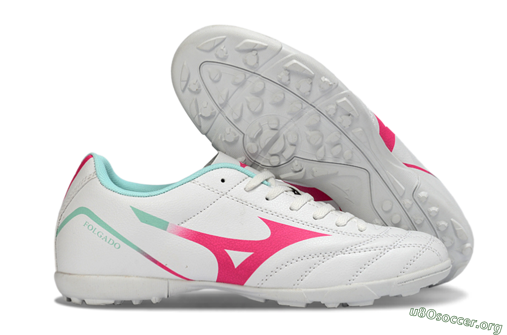 Mizuno Morelia Neo 4 TF Football Shoes - White/Soft Pink/Turquoise 2