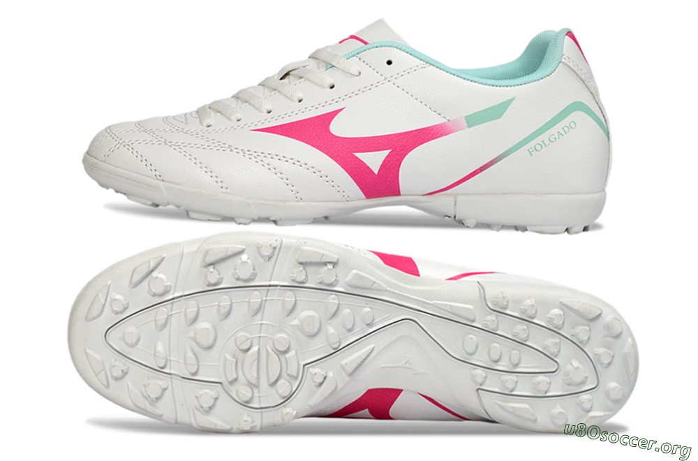 Mizuno Morelia Neo 4 TF Football Shoes - White/Soft Pink/Turquoise 1