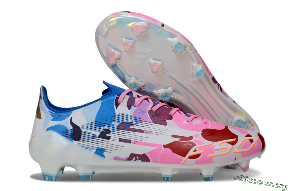 Adidas F50 Elite FG Football Boots - White/Bubblegum Pink/Denim Blue 2