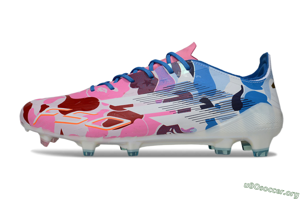 Adidas F50 Elite FG Football Boots - White/Bubblegum Pink/Denim Blue 3
