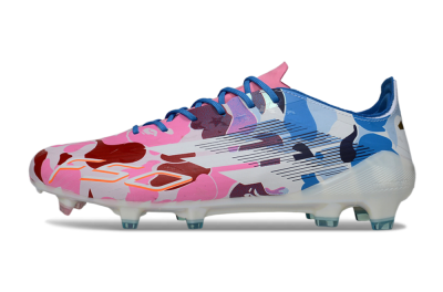 Adidas F50 Elite FG Football Boots - White/Bubblegum Pink/Denim Blue