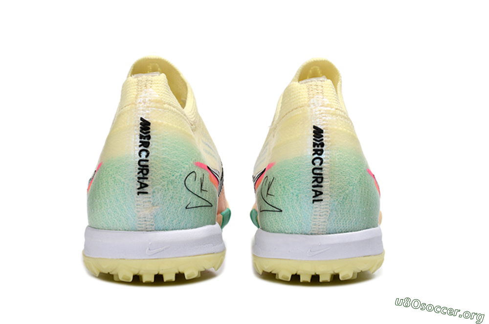 Nike Air Zoom Mercurial Vapor 16 Elite TF Football Shoes - Yellow/Soft Peach/Seafoam Green 7