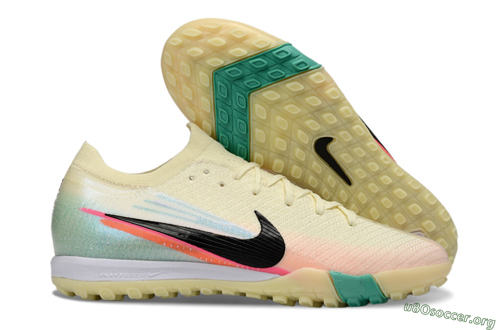 Nike Air Zoom Mercurial Vapor 16 Elite TF Football Shoes - Yellow/Soft Peach/Seafoam Green 2